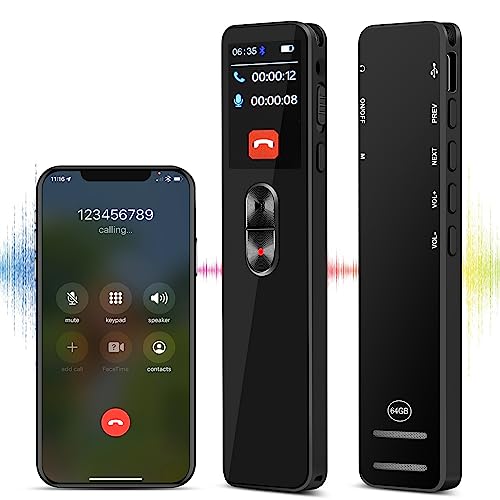 Powerful 64GB Digital Voice Recorder with Bluetooth & Noise Cancellation