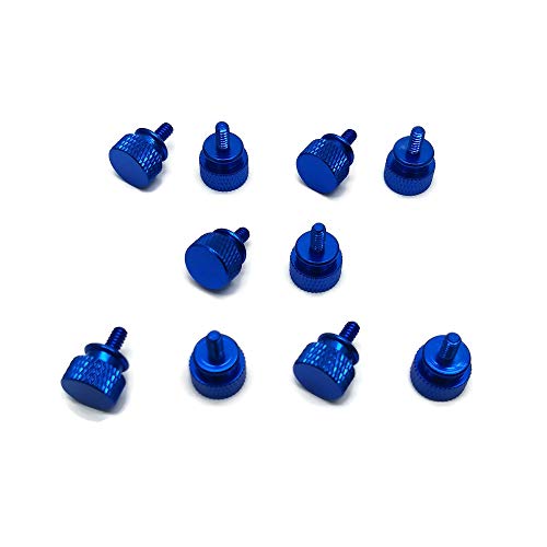 Primeonly27 10x Anodized Aluminum Computer Case Thumbscrews 6-32 Thread for Computer Cover Power Supply PCI Slots Hard Drives DIY Blue