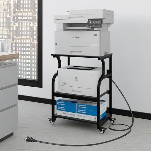 Printer Stand with Adjustable Storage Shelf