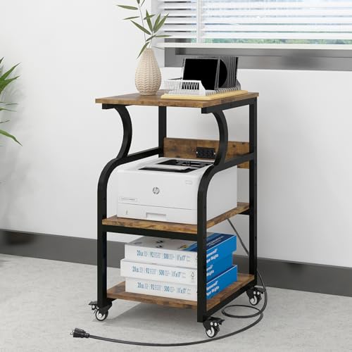 Printer Stand with Adjustable Storage Shelf