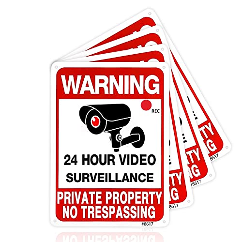 Private Property No Trespassing Signs - 24 Hour Surveillance