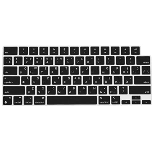 ProElife Russian Keyboard Cover Skin for 2023 2022 MacBook Air 13.6 inch 15 inch M2 Chip (A2681/A2941) & 2023-2021 MacBook Pro 14.2 16.2 inch M2 M1 Pro/Max (A2779/A2442/A2780/A2485) Accessory (Black)