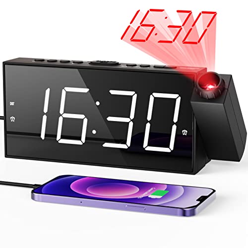 Projection Alarm Clock with USB Charger