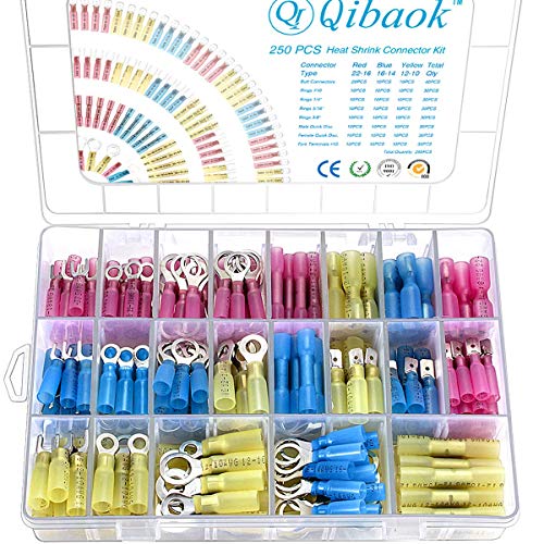 Qibaok 250 PCS Heat Shrink Wire Connectors Kit