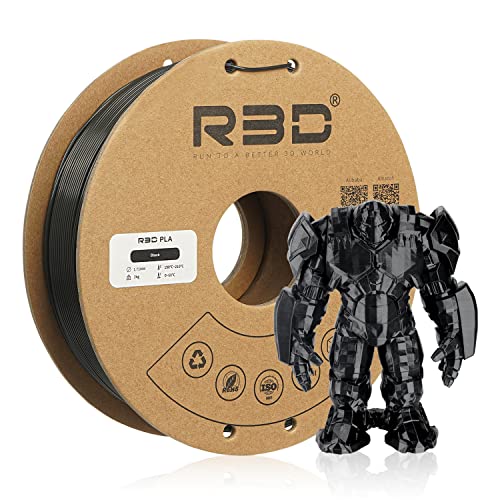 R3D PLA 3D Printer Filament Black, Dimensional Accuracy 1.75 mm ± 0.02 mm, 1 kg Cardboard Spool (2.2 lbs), Fit Most FDM Printer 1-Pack