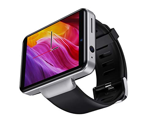 Rainbuvvy DM101 4G Smart Watch for Men 2.41" Display Android 7.1 1GB RAM 16GB ROM 2080mAh Watch Phone with Face ID Dual Camera Bluetooth GPS IP67 Waterproof Smartwatch (Silver - 3GB+32GB)