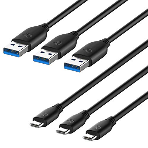 Rankie USB-C to USB-A 3.0 Cable: Fast Charging and Data Transfer, 3-Pack 3 Feet