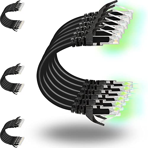 Rapink Patch Cables Cat6 1ft 24 Pack, Ethernet Patch Cable 10G, Cat 6 Patch Cable for Patch Panel to Switch, Flexiable Cat 6 Ethernet Cable with Gold Plated Black