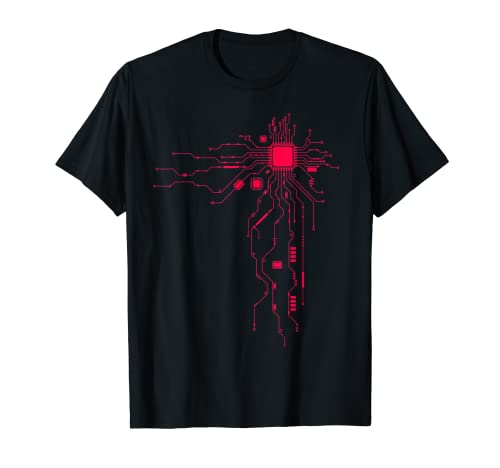 Red Computer CPU Core Heart Geek T-Shirt