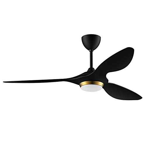 reiga 52" Black Gold Ceiling Fans with Dimmable LED Lights