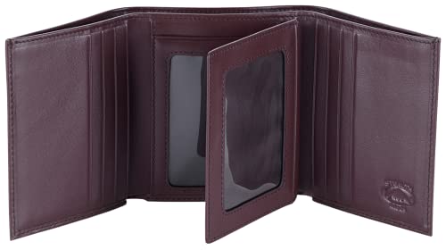 RFID Leather Trifold Wallet With Flip Out ID Holder