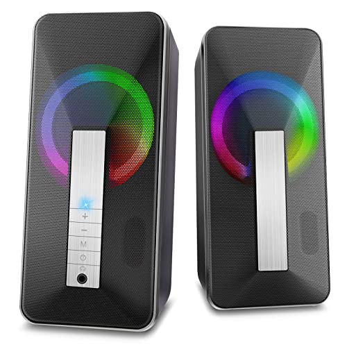 RGB Gaming Speakers for PC - Enhanced Stereo Bass 10W