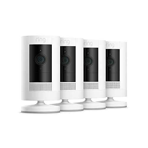 Ring Stick Up Cam Battery HD security camera 4-Pack – White
