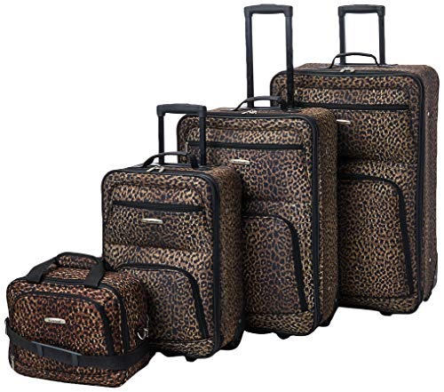 Rockland Jungle Softside Upright Luggage, Leopard, 4-Piece Set (14/19/24/28)