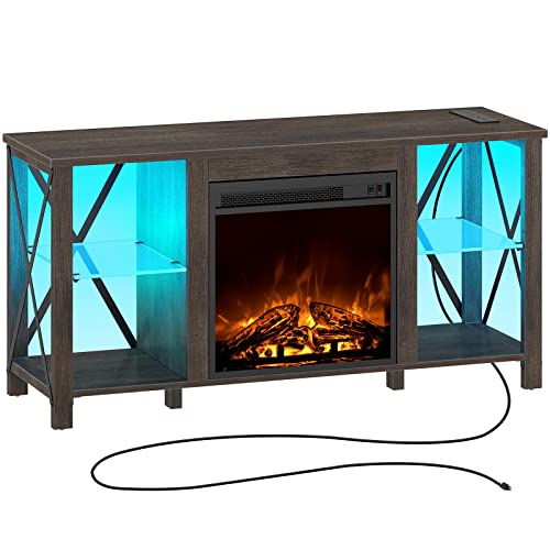Rolanstar Fireplace TV Stand with LED Lights