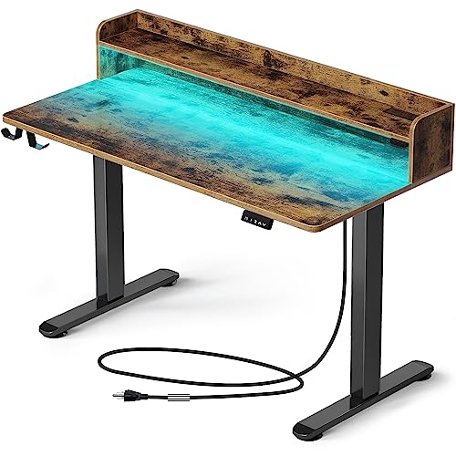 Rolanstar Standing Desk with LED Lights & Charging Station