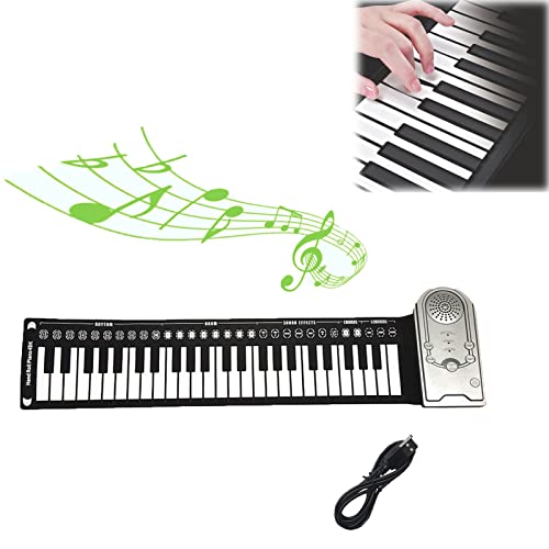 Roll Up Piano,49 Keys Electric Piano Keyboard,Portable Keyboard Piano,Keyboard Piano for Beginners(Silver)