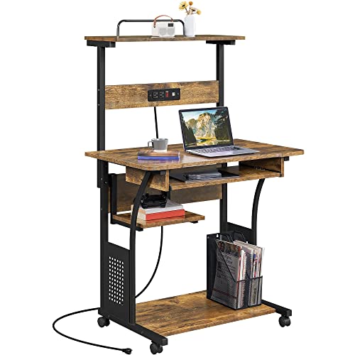 Rolling Computer Desk with Charging Station