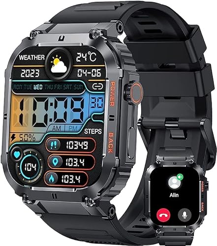 Rugged Military Smartwatch with Bluetooth Call - KACLUT Smart Watch