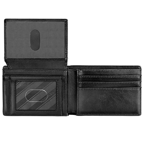 RUNBOX Men's Leather Bifold RFID Blocking Wallet
