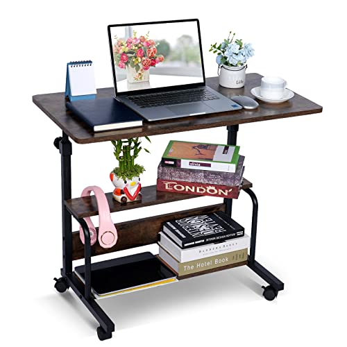 Rustic Rolling Adjustable Desk for Small Spaces