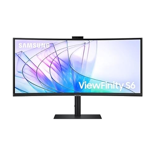 SAMSUNG 34” ViewFinity S65VC Series Ultrawide QHD Curved Monitor, Built-in FHD Camera, HDR10, 100Hz, 350 nit, USB- C, Adjustable Stand, Intelligent Eye Care, LS34C654VANXGO, Black
