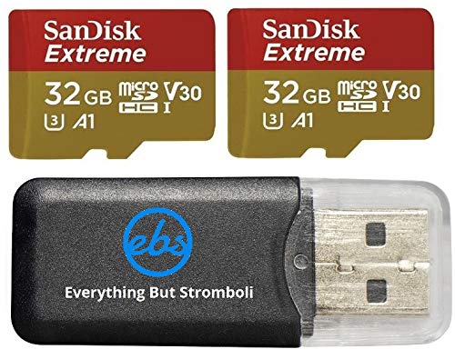 SanDisk 32GB Micro SDHC Extreme Memory Card (2 Pack) Bundle with Card Reader