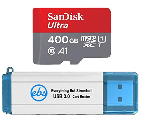 SanDisk 400GB SDXC Micro Ultra Memory Card Works with Samsung Galaxy S10, S10+, S10e Phone Class 10 (SDSQUAR-400G-GN6MN) Bundle with (1) Everything But Stromboli 3.0 Card Reader