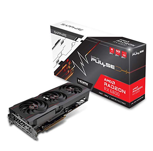 Sapphire 11305-02-20G Pulse AMD Radeon RX 6800 PCIe 4.0 Gaming Graphics Card with 16GB GDDR6 Pack of 1