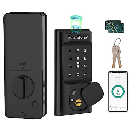 Secustone Smart Lock - Advanced Keyless Door Lock - 5-in-1 Auto Lock - Black