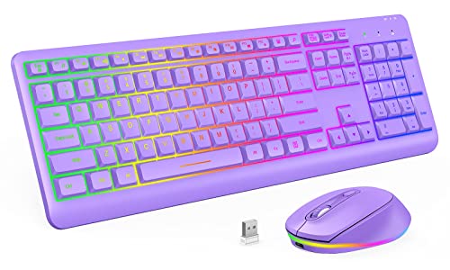 seenda Rechargeable Full-Size Illuminated Wireless Keyboard and Mouse Set