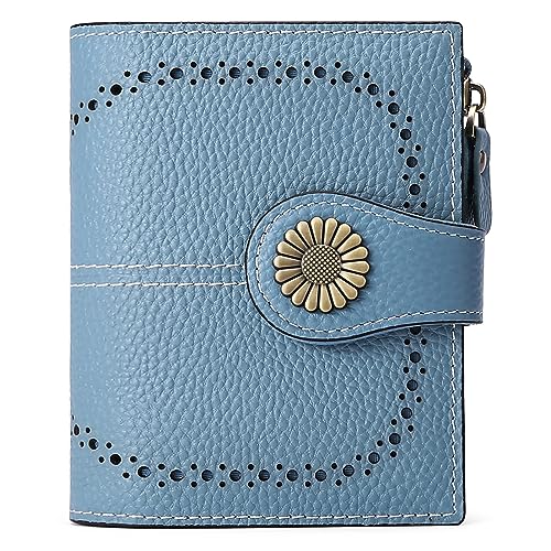 SENDEFN Small Womens Wallet Leather Bifold Card Holder RFID Blocking with Zipper Coin Pocket