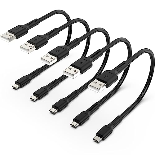 Short Micro USB Cable 1ft [5 Pack]