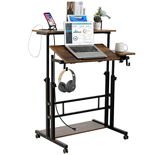 SIDUCAL Adjustable Laptop Desk with Wheels