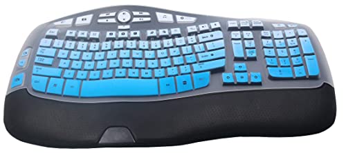 Silicone Keyboard Skin Cover Compatible for Logitech K350 MK550 MK570 Wireless Wave Keyboard, Logitech K350 MK550 MK570 Keyboard Skin (Ombre Blue)