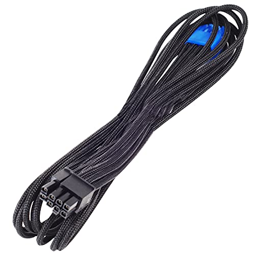 SilverStone Technology Black Sleeved PSU Cable for one PCIe 8pin (6+2), SST-PP06B-PCIE55-X, Full Length