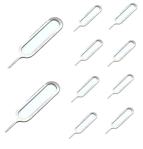 Sim Card Tray Remover Eject Pin Key Tool - Silver (10 Pack)