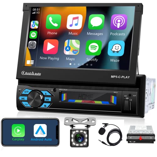 Single Din Car Stereo with Apple Carplay and Android Auto