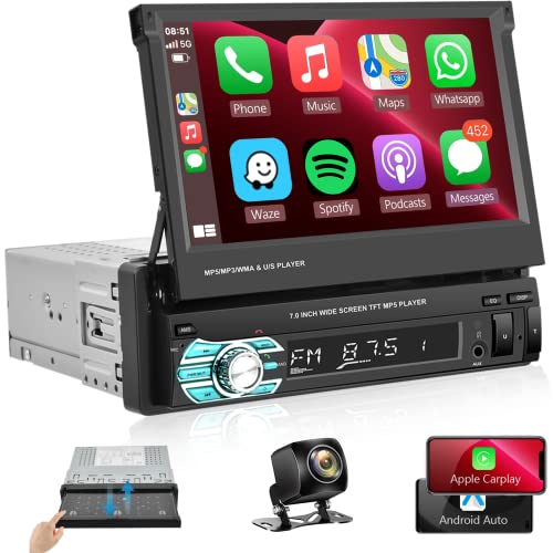 Single Din Car Stereo with Apple Carplay Android Auto