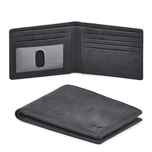Slim Leather Bifold Wallet with RFID Blocking