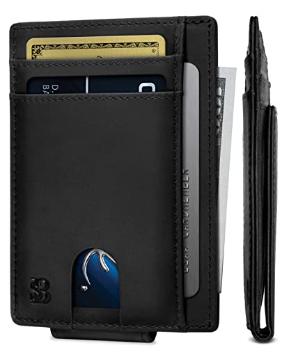 Slim RFID Leather Wallet for Men with Magnetic Money Clip