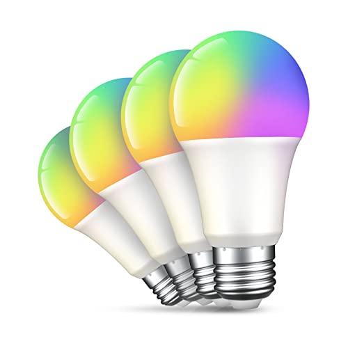 Smart Light Bulbs, Color Changing Light Bulbs A19 E26 75W Equivalent, WiFi Light Bulbs Smart Bulbs Compatible with Alexa Google Home No Hub Required, Dimmable 2700K Warm White, 800 Lumens, 4 Pack
