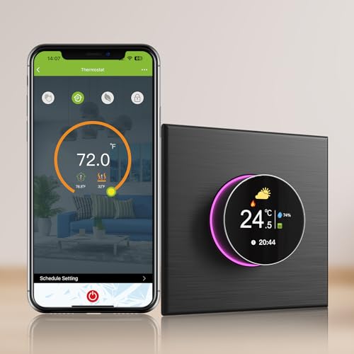 Smart Thermostat for Home, 7 Day Programmable Thermostat, The Wi-Fi Thermostat Intelligent Remote Temperature Control, DIY Install, Digital Thermostat Compatible with Alexa and Google Assistant