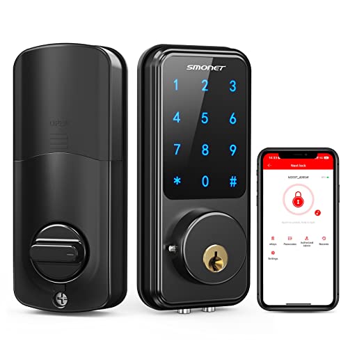 SMONET Touchscreen Keypad Deadbolt - Keyless Door Entry for Exterior Door