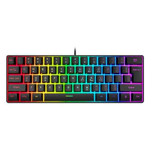 Snpurdiri 60% Wired Gaming Keyboard, RGB Backlit Ultra-Compact Mini Keyboard