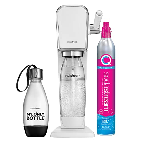 SodaStream Art Sparkling Water Maker (White) with CO2 and Two Carbonating Bottles