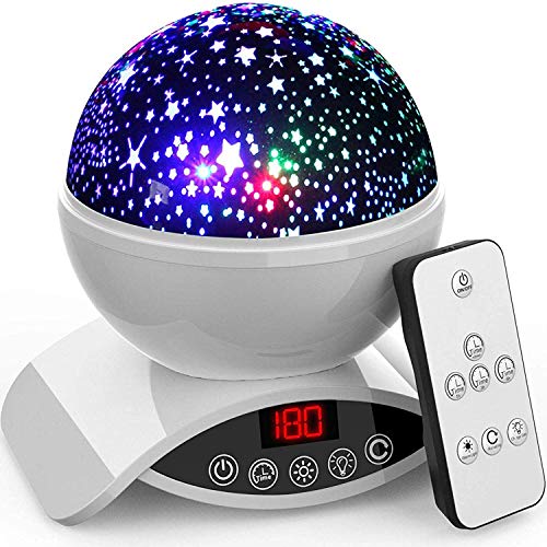 Star Projector Night Light for Kids - Baby Night Light Projector for Bedroom - with Timer Remote and Chargeable - Gift for Kids - White