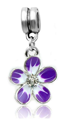 Stunning Dangle Purple Flower Charm - Perfect Gift for Any Occasion