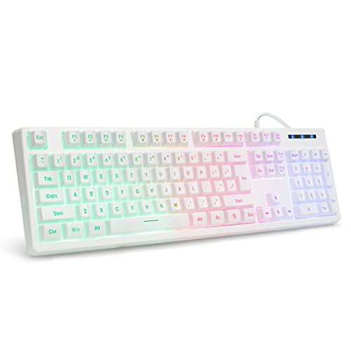 Stylish and Functional HUO JI White Gaming Keyboard
