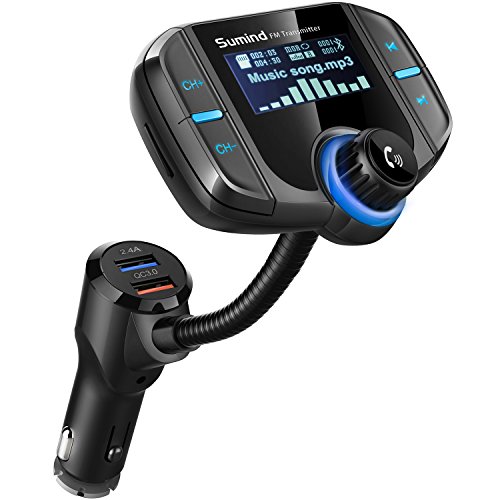Sumind Bluetooth FM Transmitter with LCD Display and Fast Charging